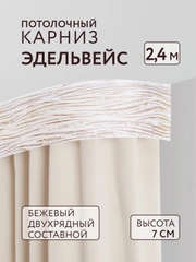 Карниз потолочный Эдельвейс 2,4м 2 рядный бежевый ПВХ 7см планка с/п составной Легранд