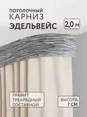 Карниз потолочный Эдельвейс 2,0м 3 рядный графит ПВХ 7см планка с/п составной Легранд