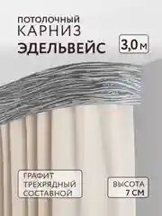 Карниз потолочный Эдельвейс 3,0м 3 рядный графит ПВХ 7см планка с/п составной Легранд