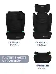 Черный детское автокресло бустер Indigo DEFENDER I-SIZE Isofix растущее, от 15 до 36 кг