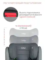 Тёмно-серый детское автокресло бустер Indigo DEFENDER I-SIZE Isofix растущее, от 15 до 36 кг