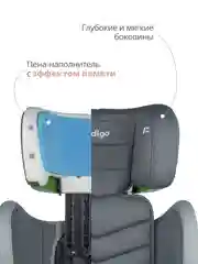 Тёмно-серый детское автокресло бустер Indigo DEFENDER I-SIZE Isofix растущее, от 15 до 36 кг