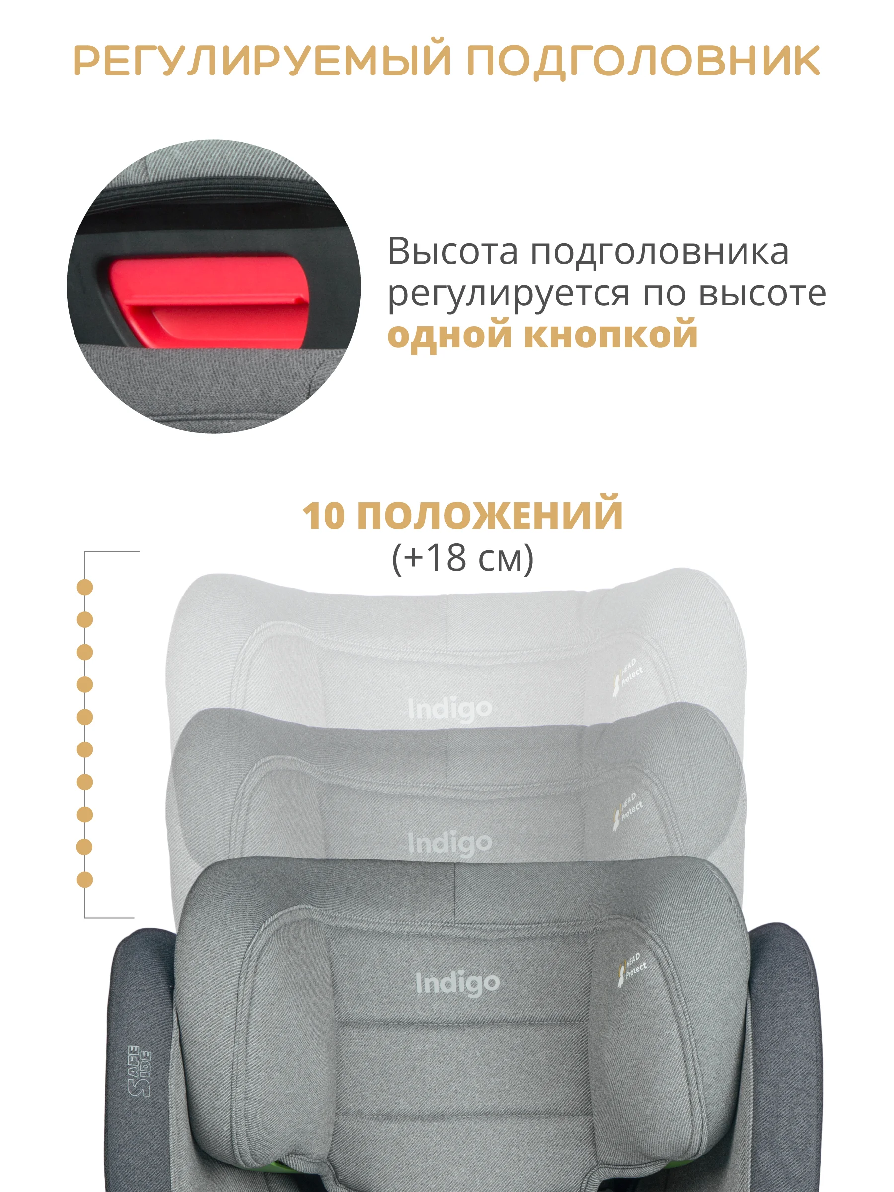 Серый детское автокресло бустер Indigo DEFENDER I-SIZE Isofix растущее, от 15 до 36 кг
