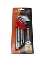 Ключ l-образный torx 9 шт в наборе. размер: t10-t50, удлинённый. LAVITA