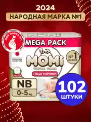 MOMI ULTRA CARE MEGA PACK подгузники NB (0-5 кг). 102шт
