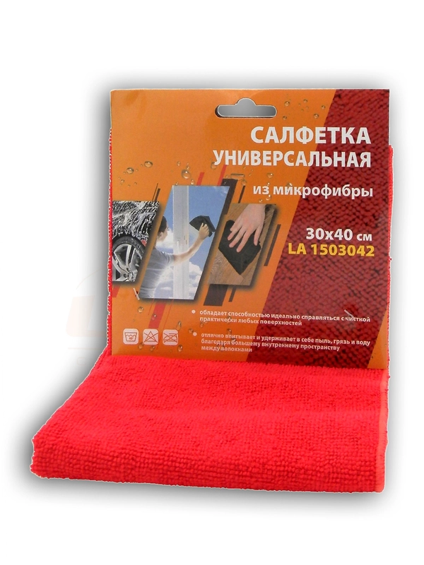 САЛФЕТКА МИКРОФИБРА 30Х40СМ/КРАСНАЯ LAVITA