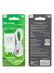 Сетевое зарядное устройство GFPower GF20L, USB (5В / 2.1А), кабель Lightning, белый