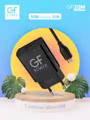 Черный сетевое зарядное устройство GFPower GF20M, USB, 5 В, 2.1 А, с кабелем Micro-USB
