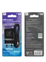 Черный сетевое зарядное устройство GFPower GF20M, USB, 5 В, 2.1 А, с кабелем Micro-USB
