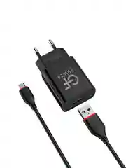 Черный сетевое зарядное устройство GFPower GF20M, USB, 5 В, 2.1 А, с кабелем Micro-USB