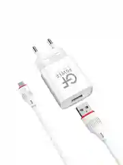 Белый сетевое зарядное устройство GFPower GF20M, USB, 5 В, 2.1 А, с кабелем Micro-USB