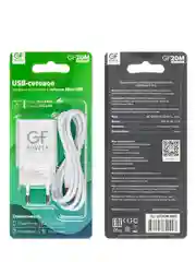 Белый сетевое зарядное устройство GFPower GF20M, USB, 5 В, 2.1 А, с кабелем Micro-USB