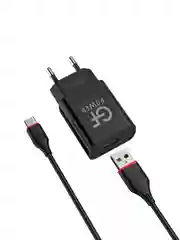 Черный сетевое зарядное устройство GFPower GF20T, USB, 5 В, 2.1 А, с кабелем Type-C