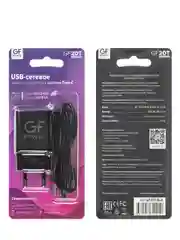 Черный сетевое зарядное устройство GFPower GF20T, USB, 5 В, 2.1 А, с кабелем Type-C