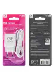 Белый сетевое зарядное устройство GFPower GF20T, USB, 5 В, 2.1 А, с кабелем Type-C