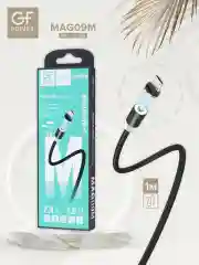 Черный кабель зарядки Micro-USB "GFPower MAG09M", магнитный, 1 метр, 2.4 A, нейлон, Android