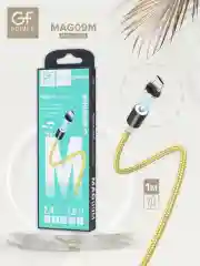 Золотой кабель зарядки Micro-USB "GFPower MAG09M", магнитный, 1 метр, 2.4 A, нейлон, Android