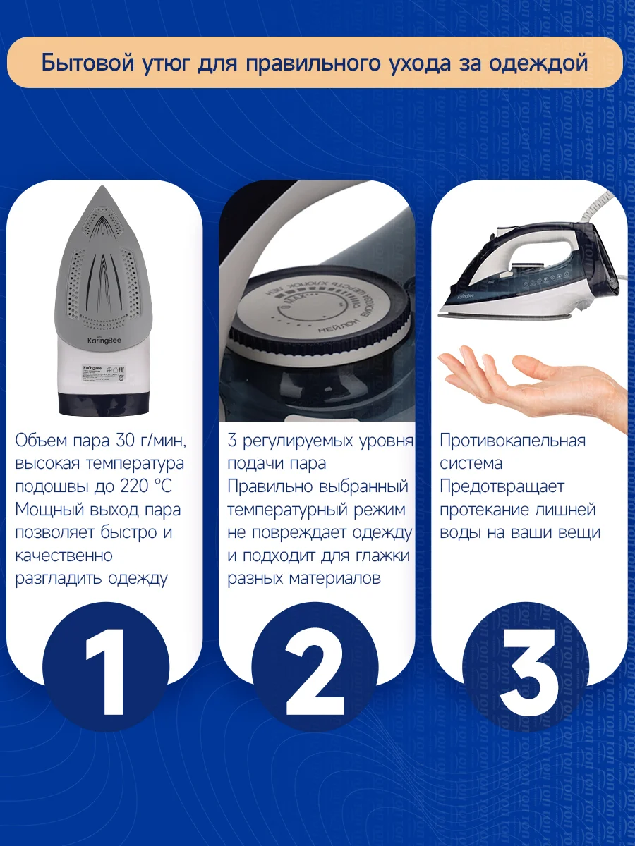 Утюг с отпаривателем KaringBee KB-EI002 синий