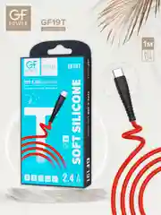 Красный кабель USB на Type-C "GFPower 19T", 1 метр, 2.4 A, силиконовый