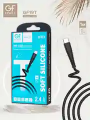Черный кабель USB на Type-C "GFPower 19T", 1 метр, 2.4 A, силиконовый