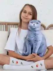 Серый мягкая подушка Кошка/Кот, реалистичная