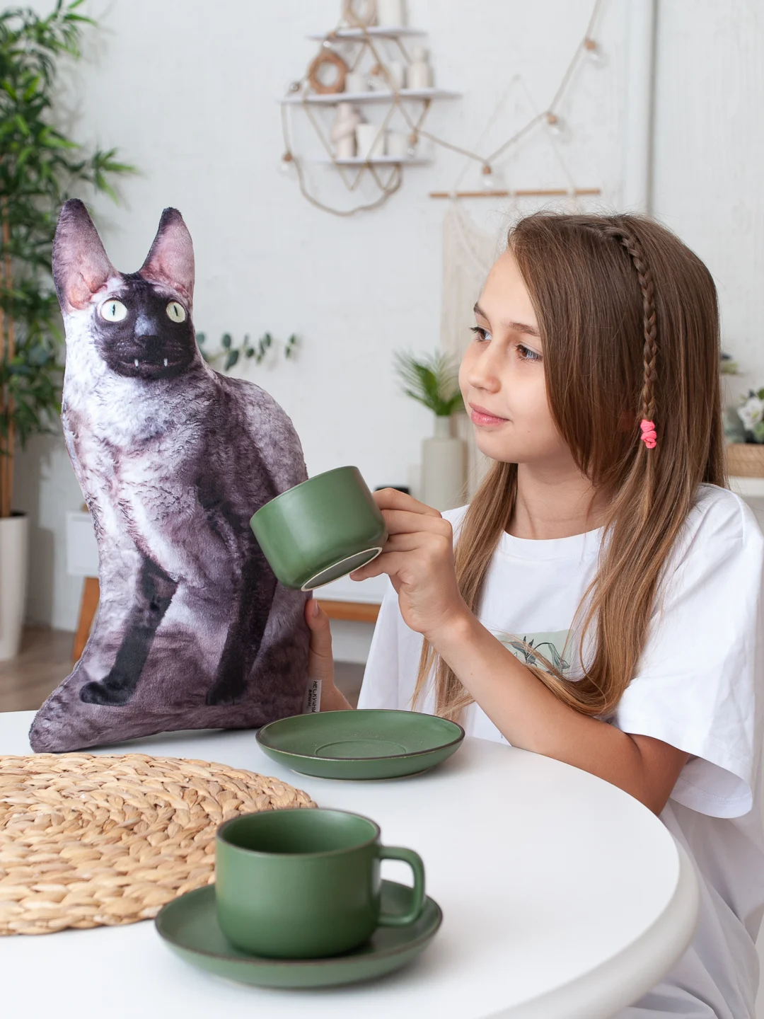 Светло-коричневый мягкая подушка Кошка/Кот, реалистичная