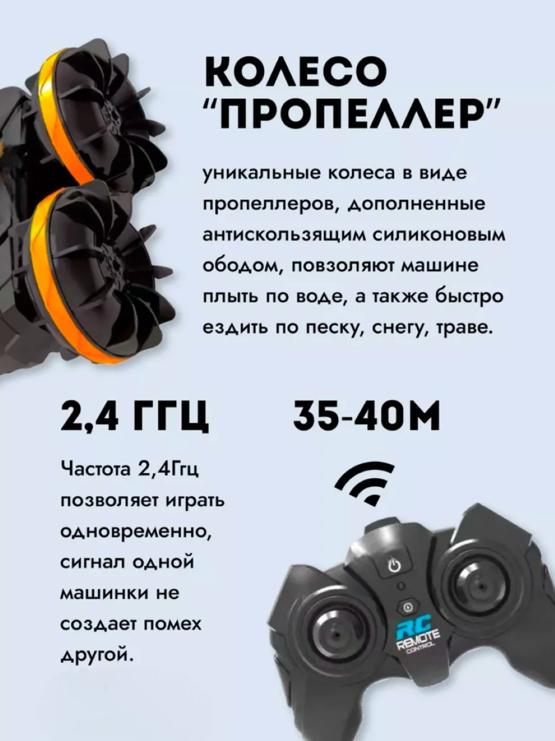 Оранжевый машинка на пульте управления "АМФИБИОН"