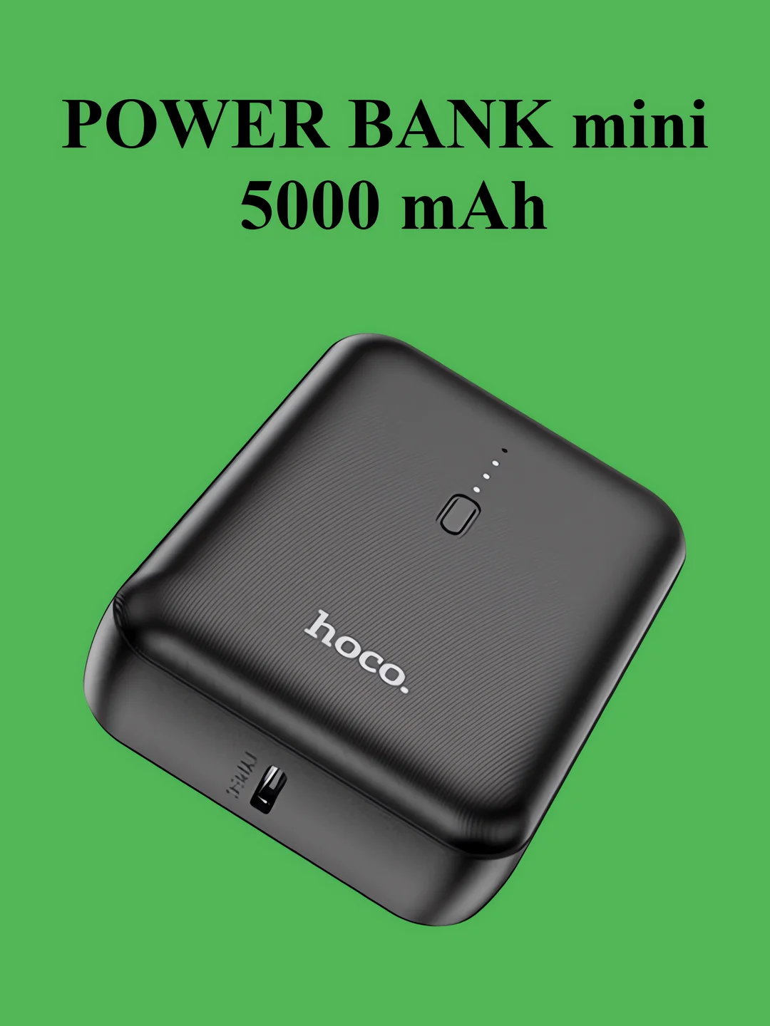 Черный компактный мини повербанк Hoco J96 5000 mAh