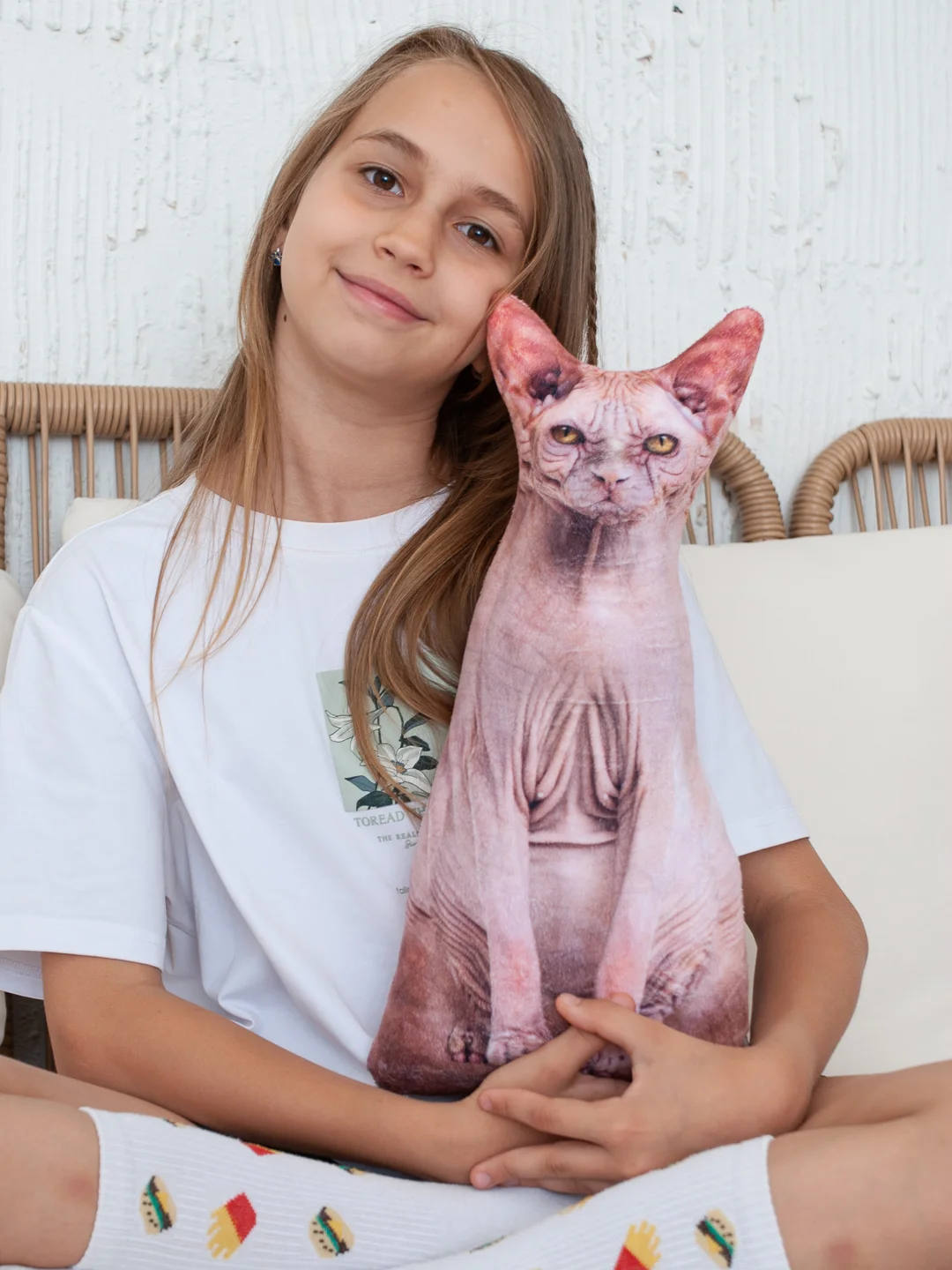 Кремовый мягкая подушка Кошка/Кот, реалистичная