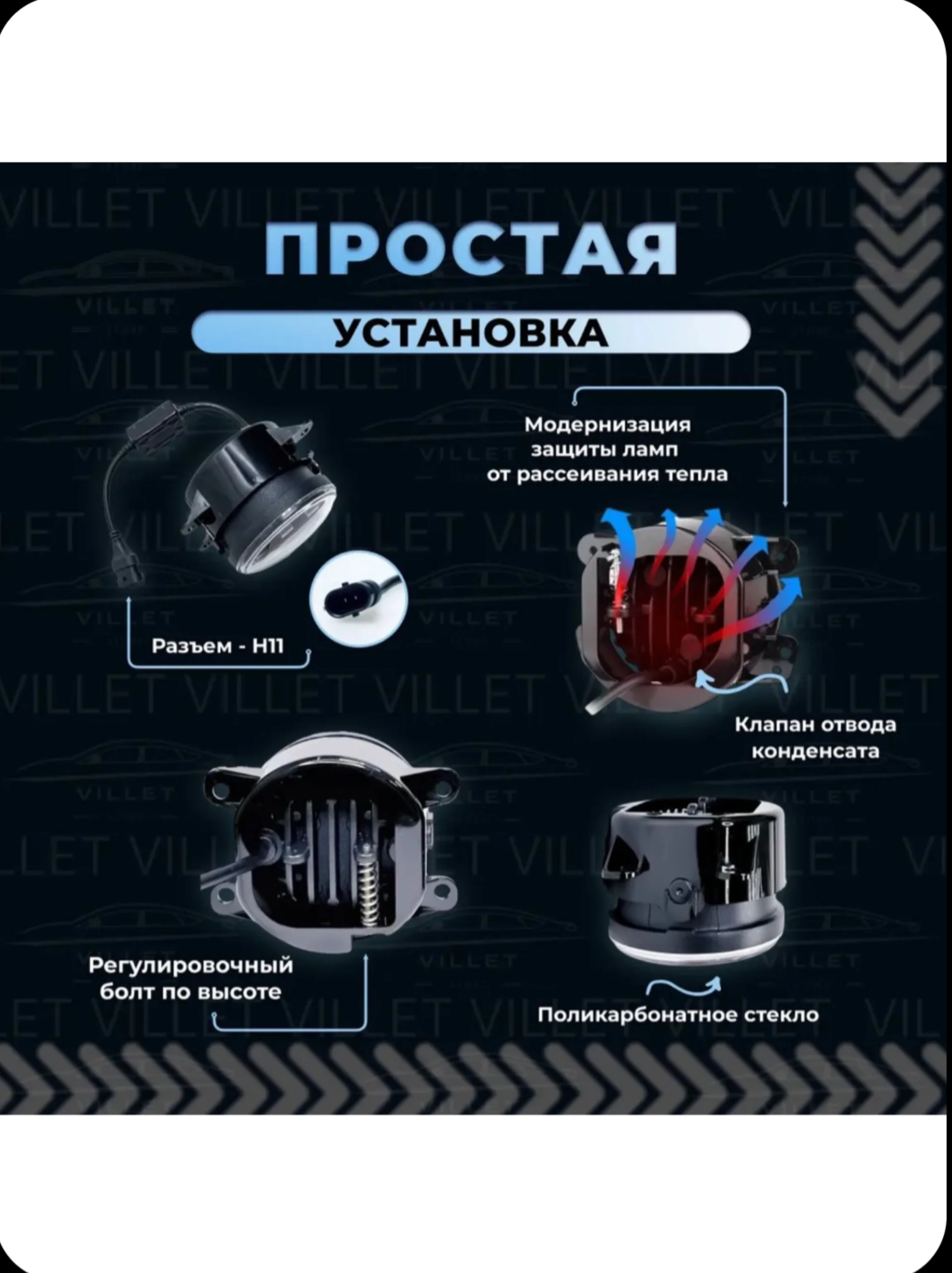 Светодиодные туманки с регулировкой по высоте, Led ПТФ 30W, Веста / Гранта ФЛ / Нива Урбан, 2 шт