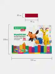 Пластилин классический BRAUBERG KIDS, стек, 36 цветов, 720 грамм, 880564