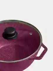 Бордовый кастрюля, 2 литра, с крышкой, литая, алюминиевая, мрамор, с антипригарным покрытием эко