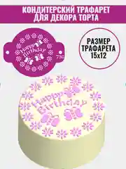 Трафарет для декора бенто торта Happy Birthday № 736