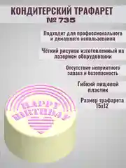 Трафарет для декора бенто торта Happy Birthday №735