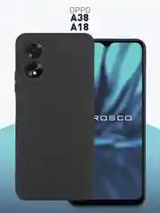 Черный чехол для Oppo A38, Oppo A18, Rosco, тонкий, силиконовый, с бортиком-защитой камер