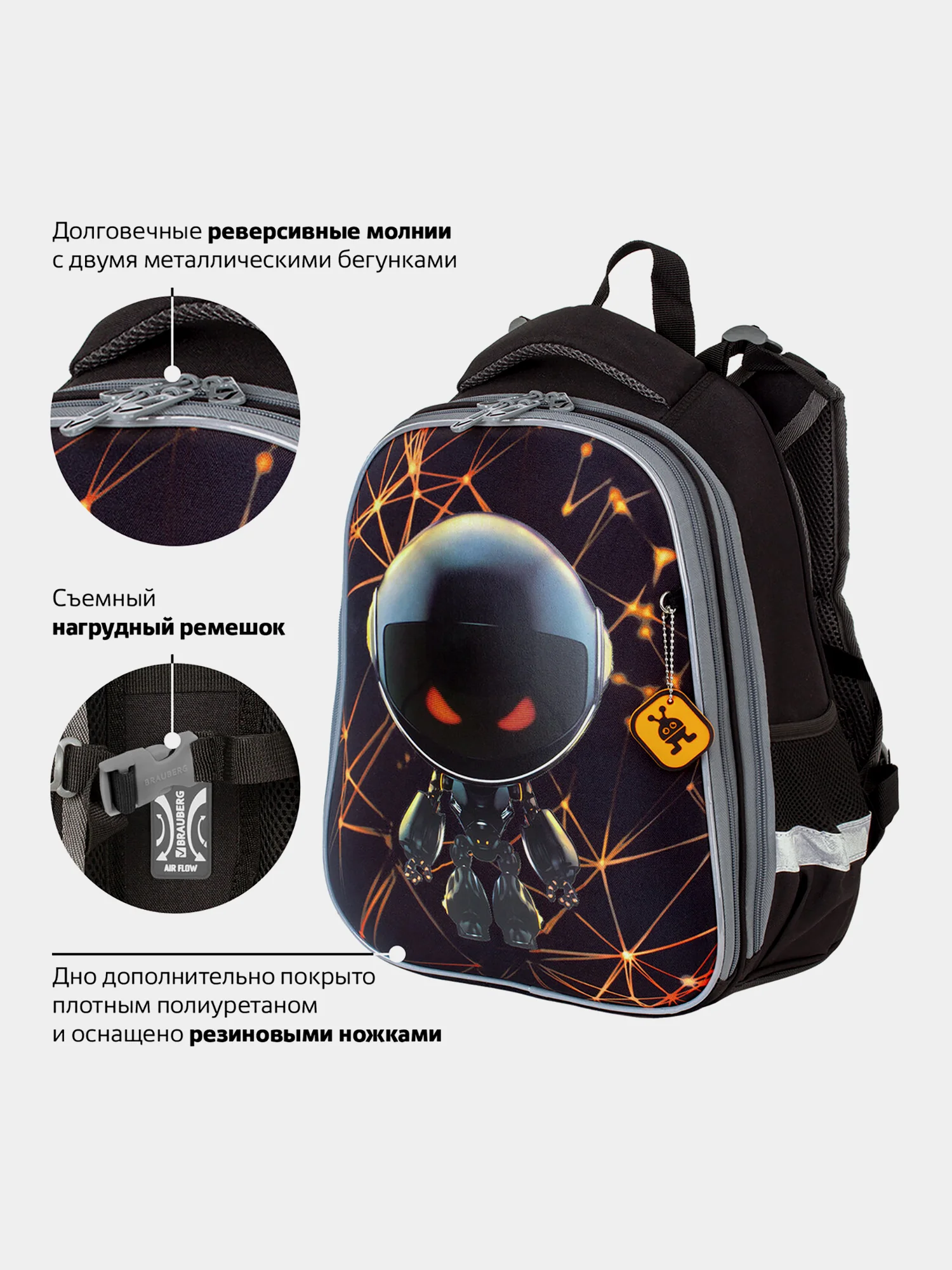 Рюкзак школьный Brauberg Premium, для мальчика, 2 отделения, 227815