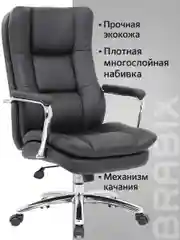 Кресло офисное BRABIX PREMIUM Amadeus EX-507, экокожа, хром, черное, 530879