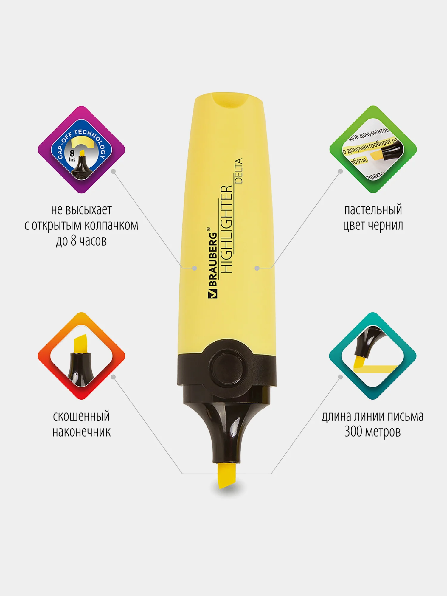 Текстовыделители Brauberg Delta Pastel набор 6 цветов, пастельные маркеры, линия 1-5 мм