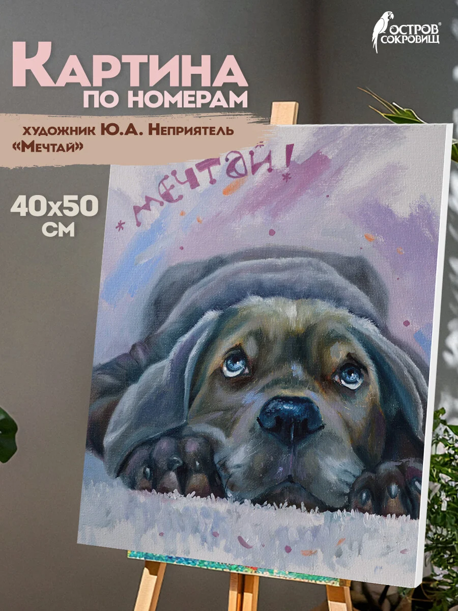 Раскраска-картина антистресс по номерам, цифрам 40х50 см, Остров Сокровищ "Мечтай", 662904