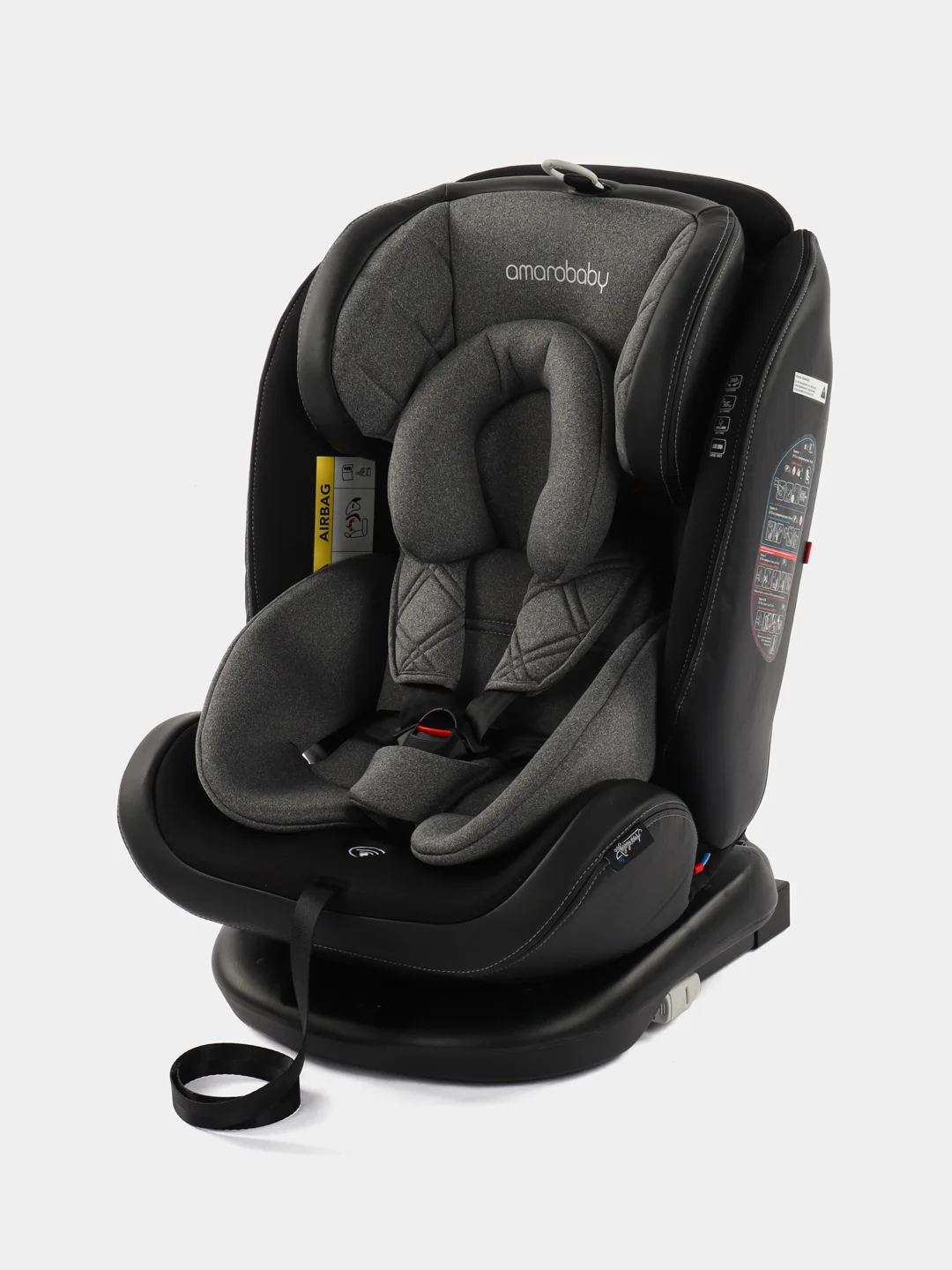 Серый автокресло детское AMAROBABY ST-3,Isofix класс D, группа 0+/1/2/3