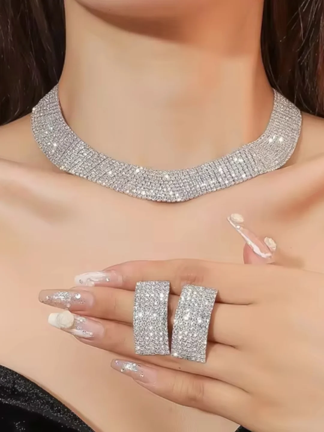 Серый металлик комплект украшений из 2х/3х предметов