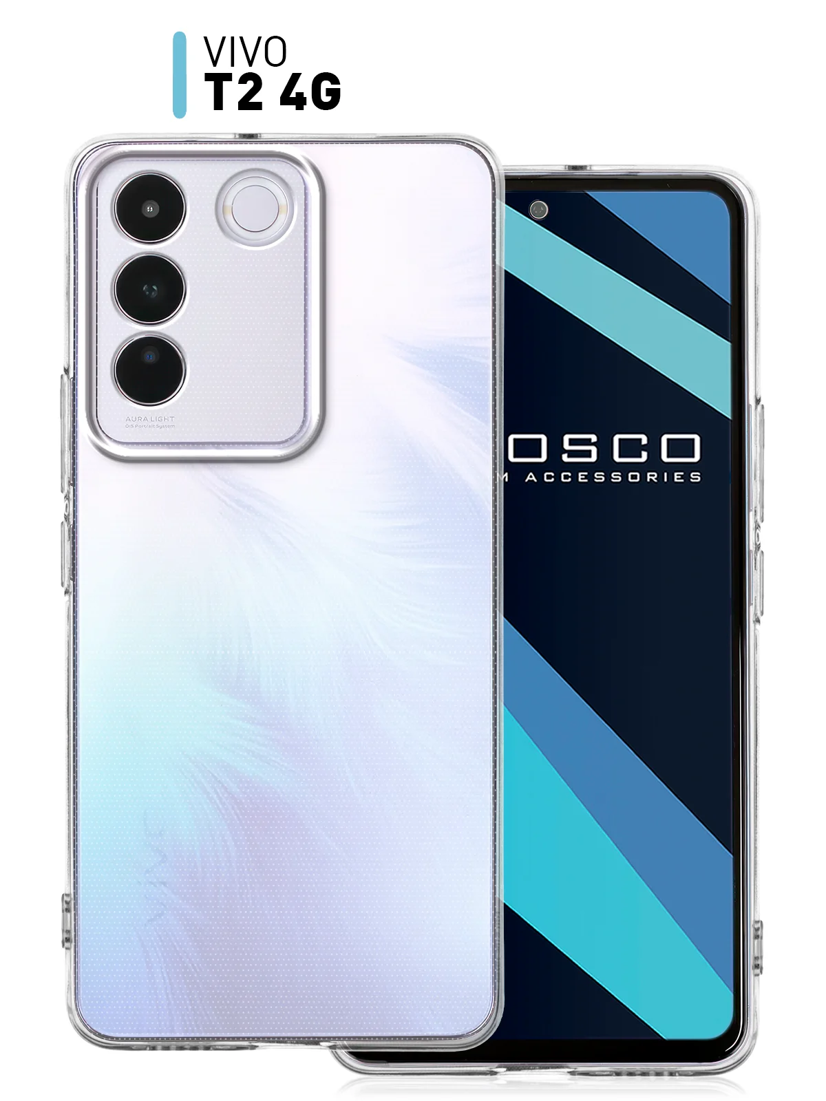 Чехол для Vivo T2 4G силиконовый ROSCO матовый / прозрачный тонкий с защитой камер