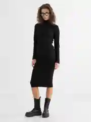 Черный женский трикотажный костюм, с юбкой