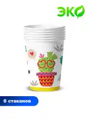 Набор одноразовой посуды для праздника Кактус 1 (стаканы 250мл. 6шт., тарелки 18см 6шт.)