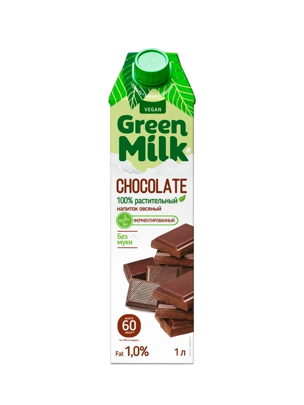 Растительный напиток шоколад GREEN MILK на соевой основе, 1л