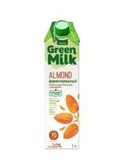 Растительный напиток с миндалем GREEN MILK на ячменно-нутовой основе, 1л