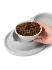 Серый миска для кошки двойная, 2 х 200 мл