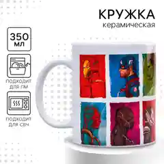 ТоварКружка керамическая детская, сублимация, 350 мл Супер-мен, Человек-паук