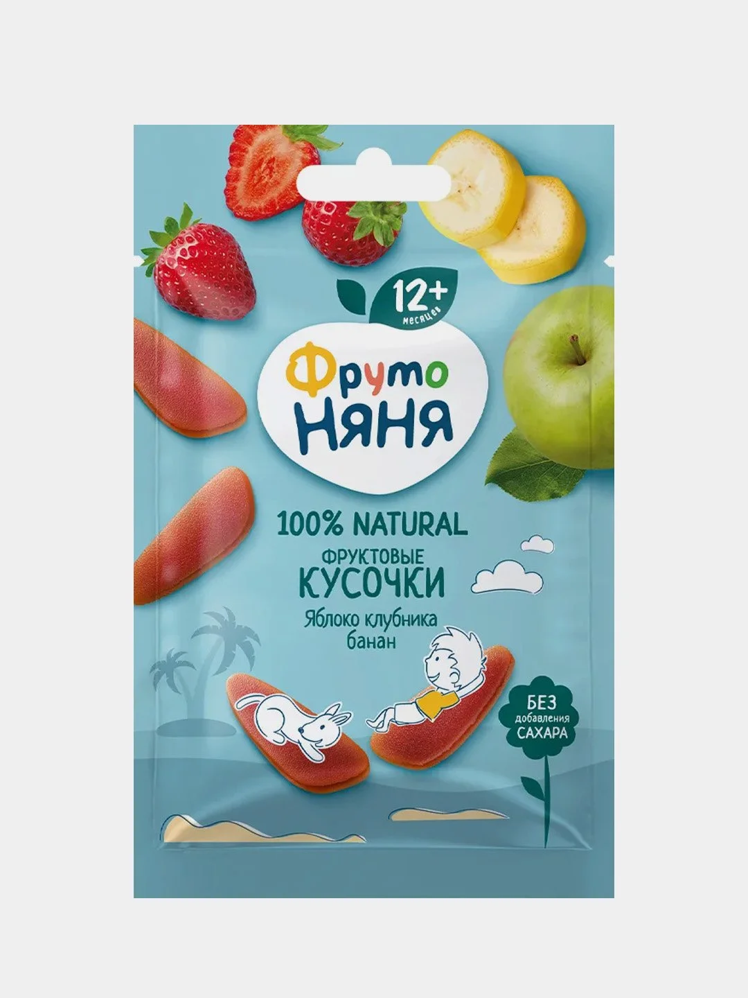 Фруктовые кусочки ФрутоНяня, из яблок, клубники и бананов, 15 г