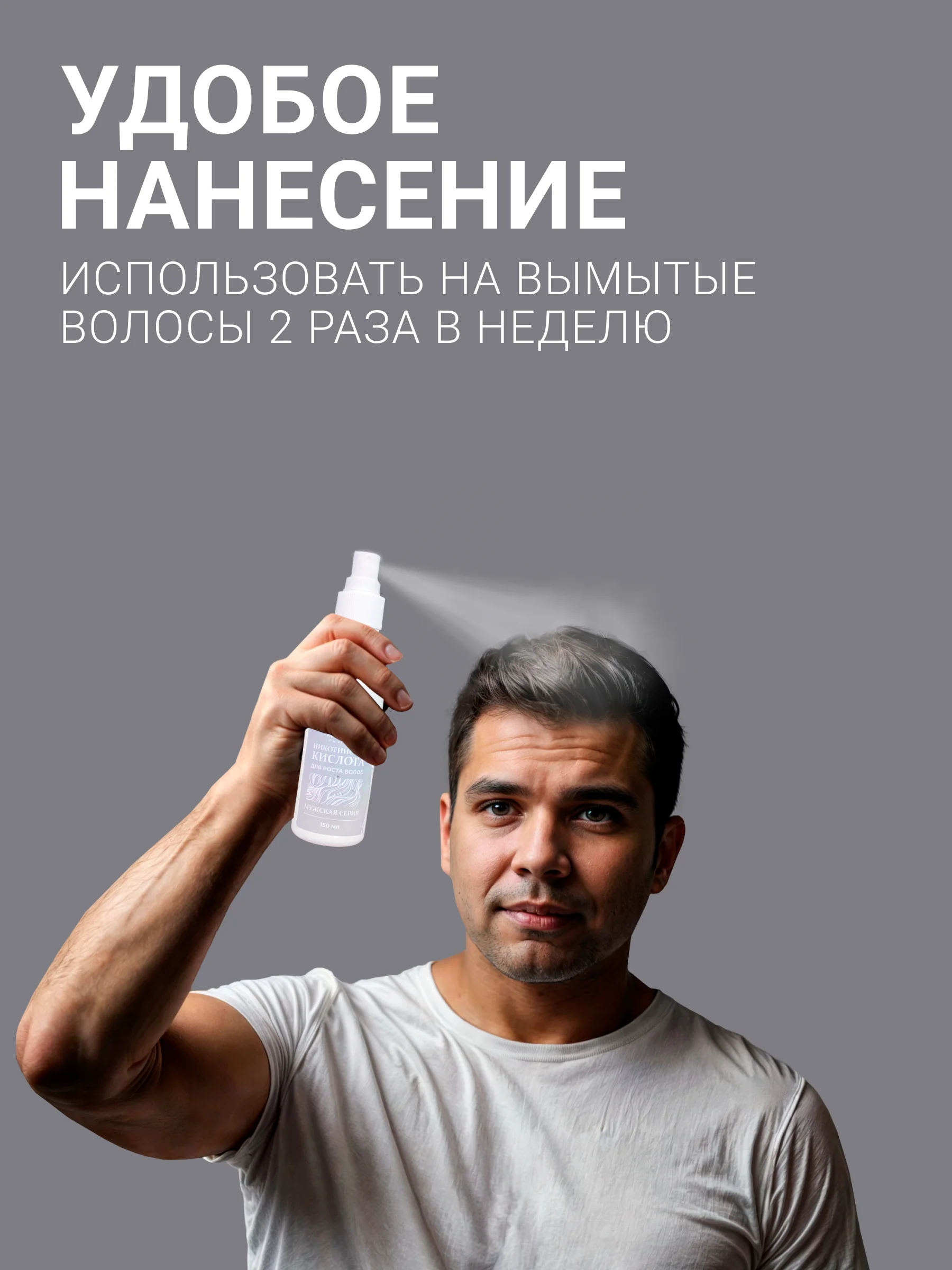Никотиновая кислота для роста волос, 150 мл, для мужчин